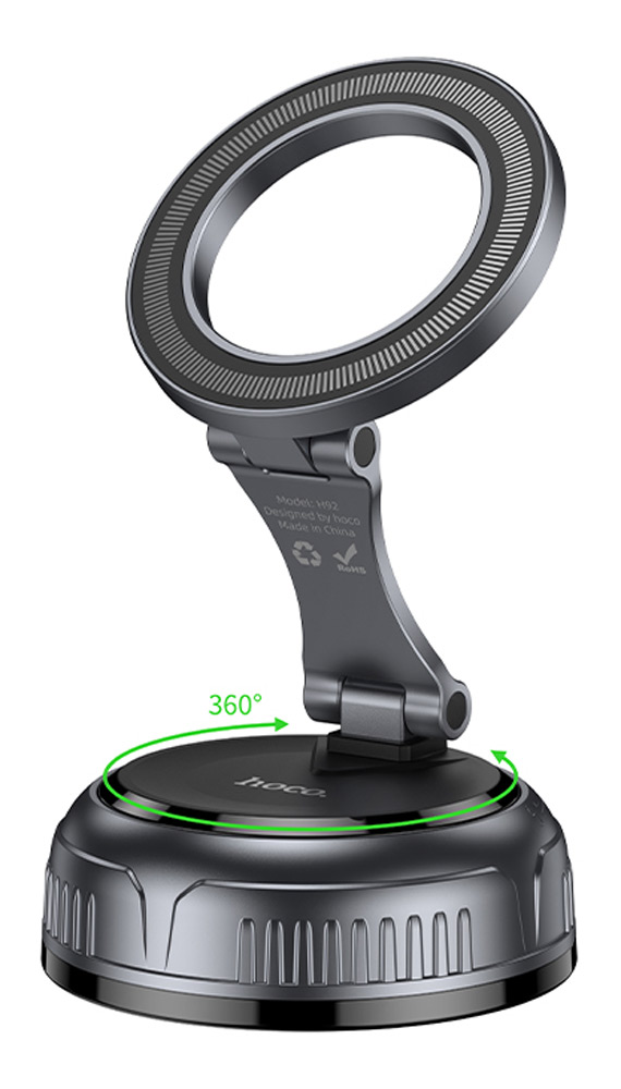 магнитный держатель MagSafe Hoco H92 High vacuum suction cup magnetic holder(universal) black/metal gray