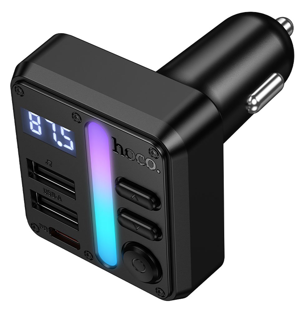 зарядка для телефона в машину с FM трансмиттером Hoco E89 Libre 45W(1A1C) car BT FM transmitter black