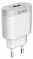 зарядное устройство LDNIO A303Q USB*3A Quick Charge 3.0 + кабель USB - Lightning white