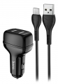автомобильное зарядное устройство Hoco Z36 Leader 2USB 2.4A + micro cable black