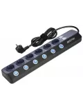 сетевой фильтр на 6 розеток Bestek EU power strip  MRJ6404 black blue