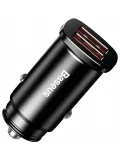 автомобильное зарядное устройство Baseus Square metal A+A 30W  Dual QC3.0 black