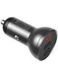 автомобильная зарядка в прикуриватель с дисплеем Baseus Digital Display Dual USB 4.8A Car Charger 24W grey