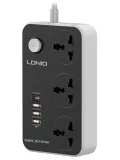 сетевой фильтр LDNIO SC3412 4USB*3 розетки 2м black grey