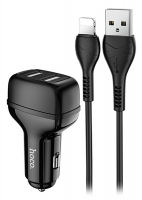 автомобильное зарядное устройство Hoco Z36 Leader 2USB 2.4A + lightning cable