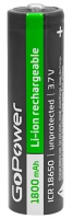литиевый аккумулятор GoPower 18650 Li-ion 1800mAh  без защиты (high top)