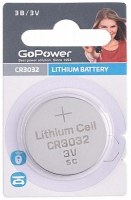 литиевая батарейка GoPower CR3032-1BL литиевая батарейка GoPower CR3032-1BL