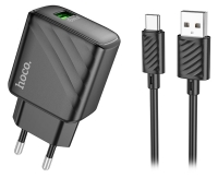 быстрое зарядное устройство с кабелем Hoco CS21A Rich single port QC3.0 charger set(Type-C) быстрое зарядное устройство с кабелем Hoco CS21A Rich single port QC3.0 charger set(Type-C)