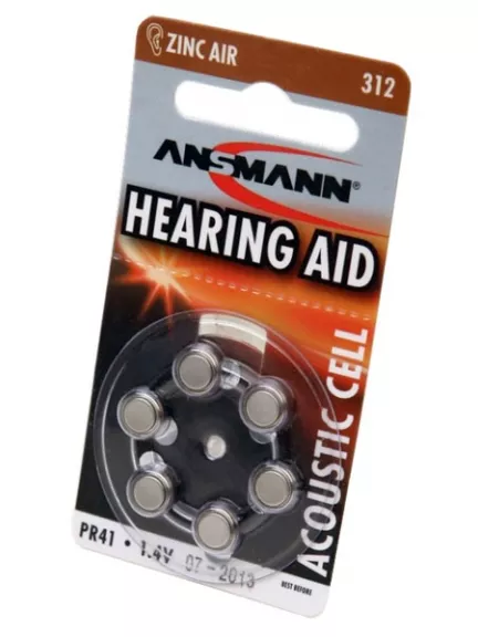 батарейки для слуховых аппаратов Ansmann ZA312/PR41-6BL