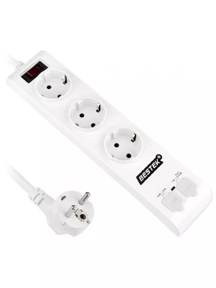 сетевой фильтр с USB портами Bestek EU power strip MRJ3600HU
