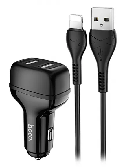 автомобильное зарядное устройство Hoco Z36 Leader 2USB 2.4A + lightning cable
