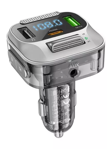 FM трансмитер с bluetooth Hoco E75 Bravery PD30W+QC3.0 car BT FM transmitter
