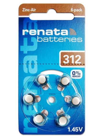 батарейки для слуховых аппаратов (6 шт.) Renata ZA312/PR41-6BL