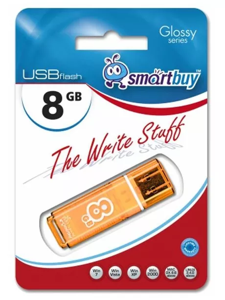 флешка USB SmartBuy Glossy series 8Gb orange