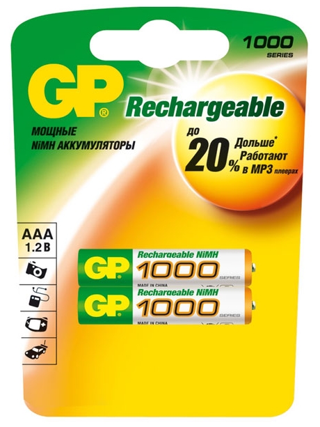 аккумулятор GP 1000 mAh R03/AAA-2BL 