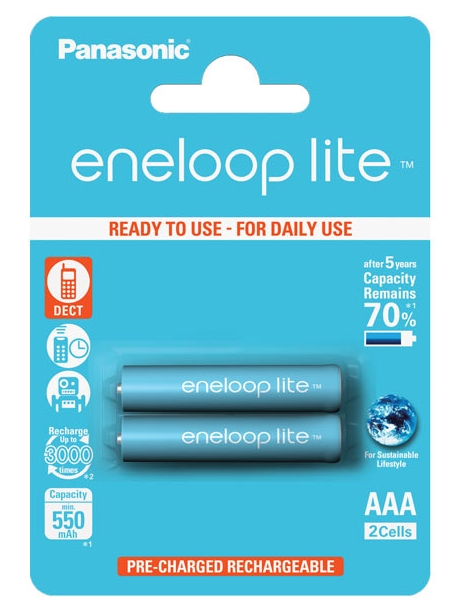 аккумуляторы (2 шт.) Panasonic 550 mAh R03/AAA Eneloop Lite-2BL 