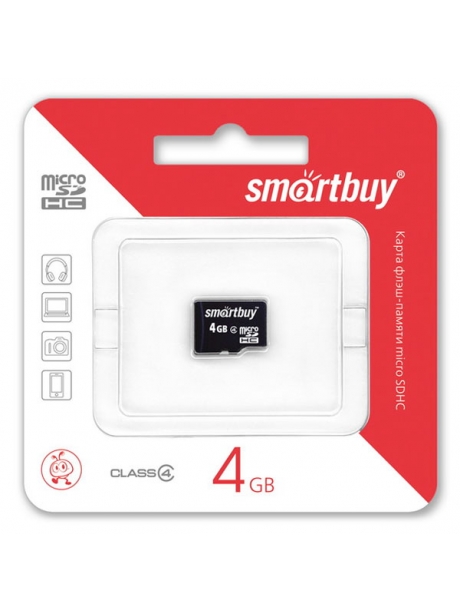 карта памяти SmartBuy 4Gb microSDHC Class 4 без адаптера 