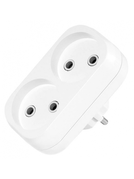 тройник электрический MAKEL MIMOZA на 2 гнезда б/з 10030 белый