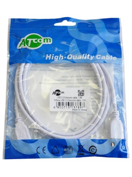 удлинитель USB ATcom USB (Am->Af, феррит) 1.8 m white