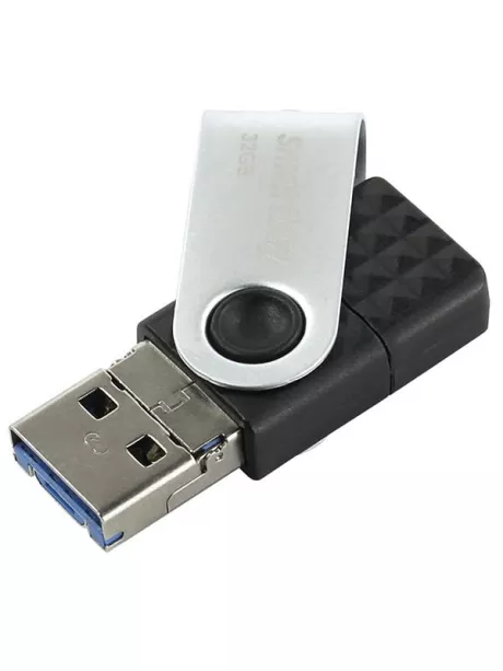 USB флешка с microUSB и type C SmartBuy TRIO 3-in-1 OTG 3.0 32GB black