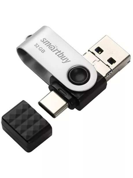 USB флешка с microUSB и type C SmartBuy TRIO 3-in-1 OTG 3.0 32GB black