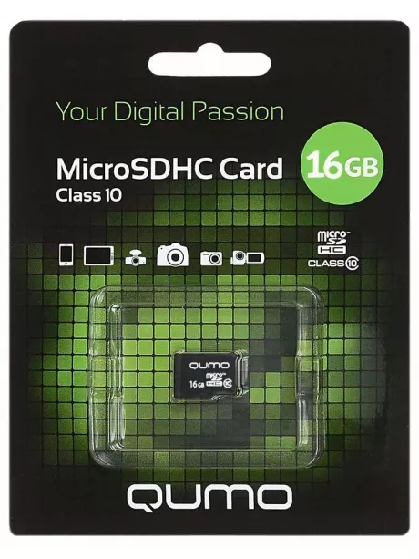 карта памяти QUMO 16Gb microSDHC Class 10 без адаптера 
