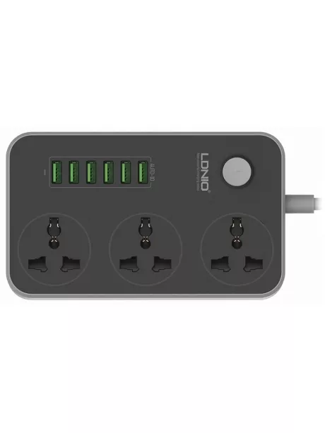 универсальный сетевой фильтр LDNIO SC3604 6USB*3 розетки 2м grey