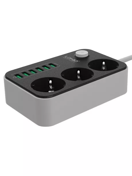 сетевой фильтр с USB LDNIO SE3631 6USB*3 розетки 1,6м grey