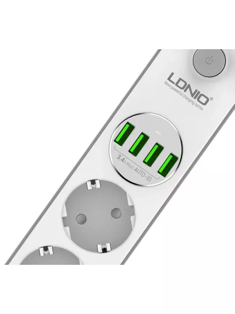 универсальный сетевой фильтр LDNIO SE4432 4USB*4 розетки 2м white