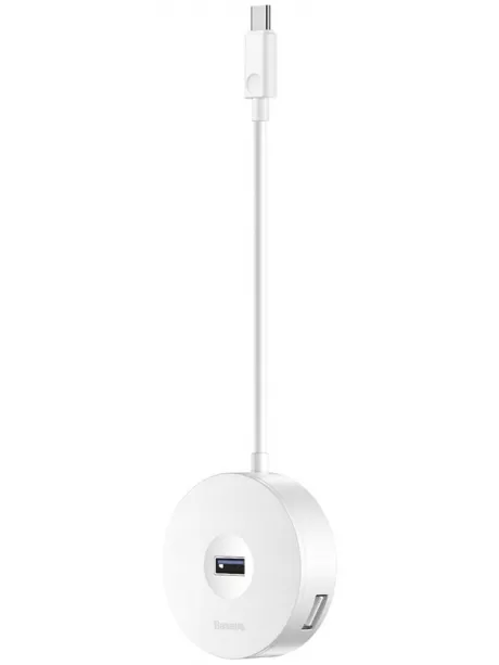 концентратор USB 3.0 Baseus round box HUB adapter Type-C white