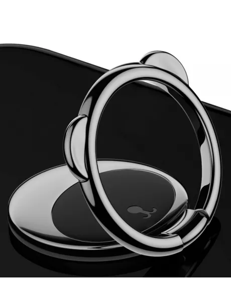 попсокет на телефон Baseus Bear Finger Metal Ring Grip Stand Holder black