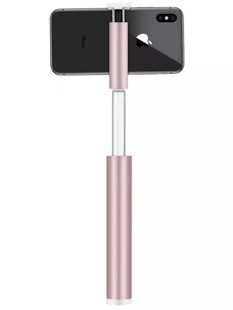 монопод для селфи с дополнительным светом Momax Selfie Light Selfie Stick with Bluetooth and LED Fill KM12 pink