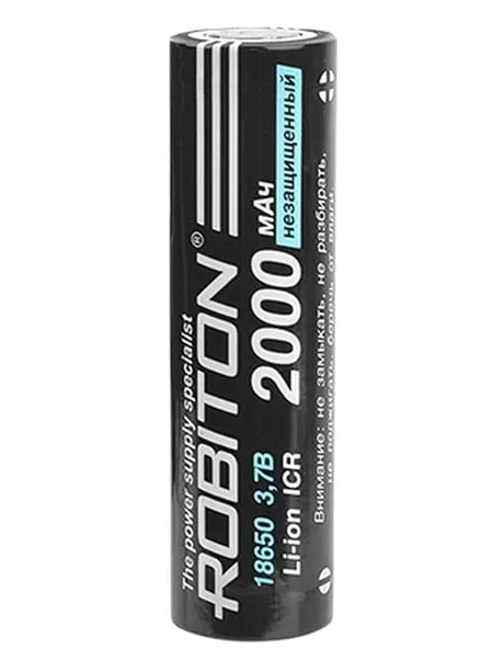 литиевый аккумулятор Robiton 18650 Li-Ion 2000 mAh  без защиты 