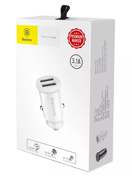 автомобильное зарядное устройство Baseus Grain white