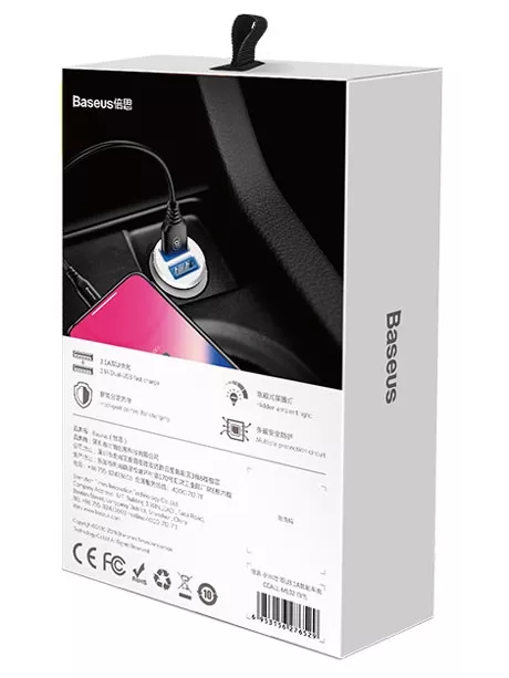 автомобильное зарядное устройство Baseus Grain white