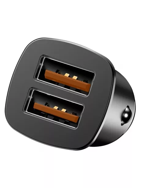 автомобильное зарядное устройство Baseus Square metal A+A 30W  Dual QC3.0 black