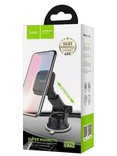 магнитный держатель на присоске Hoco CA42 Cool Journey in-car dashboard holder with stretch rod black