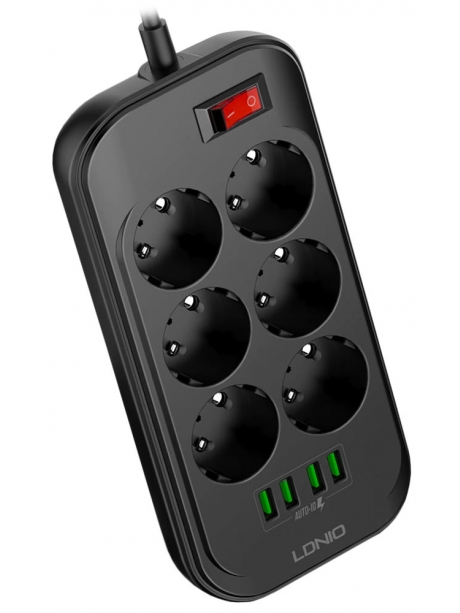 сетевой фильтр LDNIO SE6403 4USB*6 розеток 2м grey