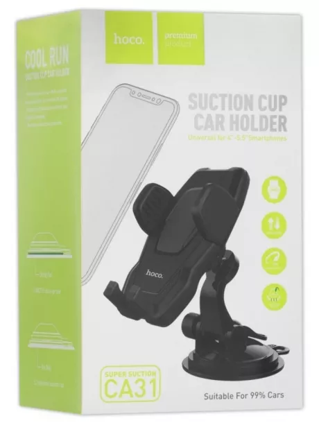 держатель на торпедо и стекло Hoco CA31 cool run suction cup car holder black