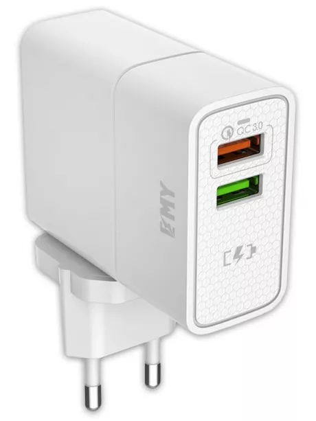 зарядное устройство для путешествий EMY MY-A501Q QC3.0 + кабель USB - micro USB white