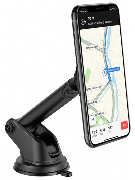 держатель на присоске со штангой Hoco CA67 Sagittarius series stretch magnetic car holder black