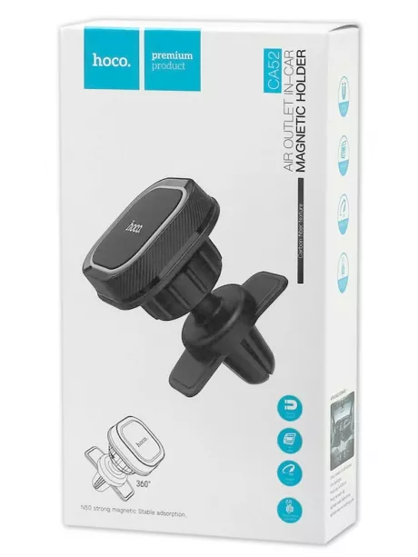 магнитный держатель на воздуховод Hoco CA52 Intelligent air outlet in-car holder black/grey