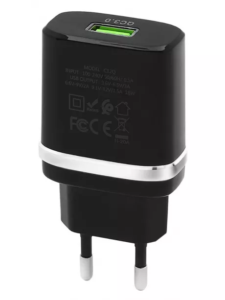 зарядное устройство Hoco C12Q Smart QC3.0 charger + Micro cable black