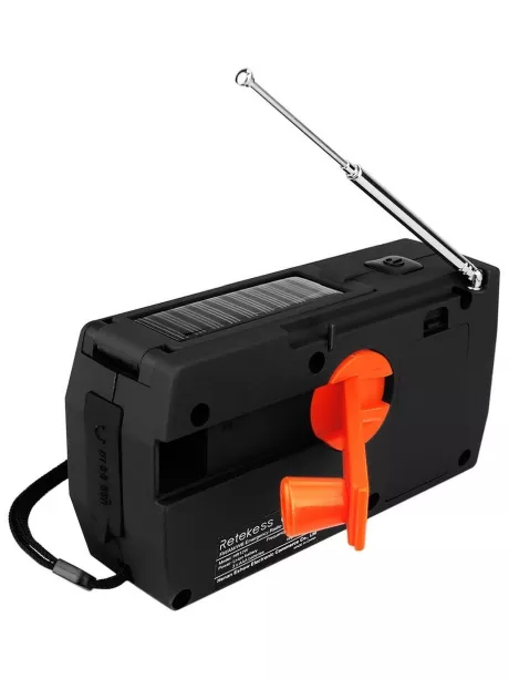 переносной радиоприемник на солнечной батарее Retekess HR12W black orange