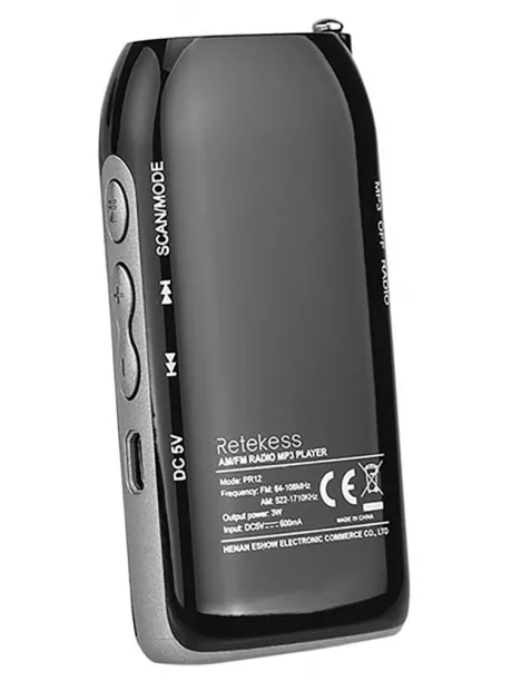 карманный мини радиоприемник с mp3  Retekess PR12 black