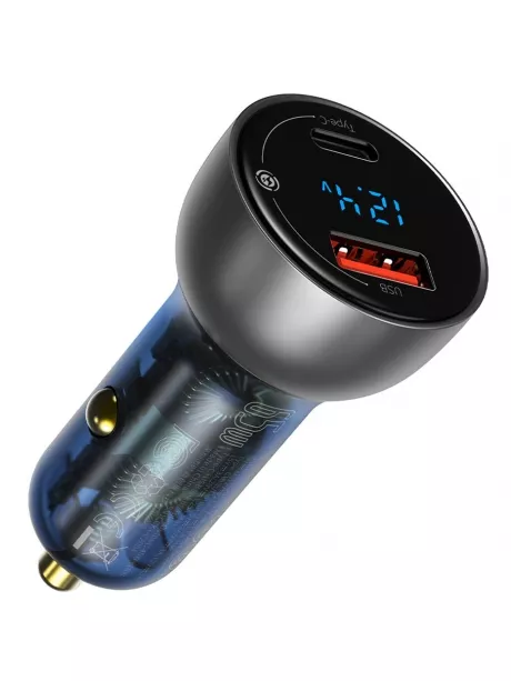 автомобильное зарядное устройство 65 Вт Baseus Particular Digital Display QC+PPS Dual Quick Charger Car Charger grey