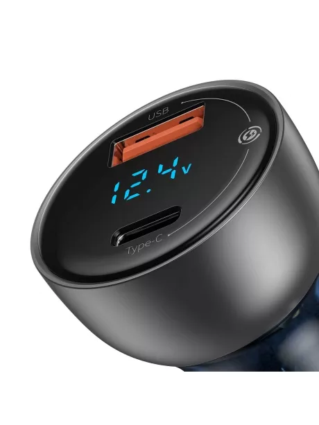 автомобильное зарядное устройство 65 Вт Baseus Particular Digital Display QC+PPS Dual Quick Charger Car Charger grey