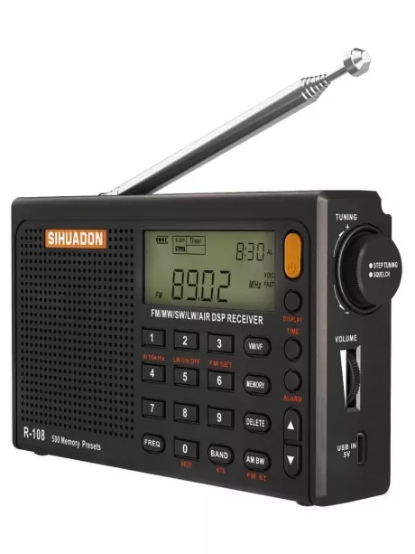 всеволновый цифровой радиоприемник SIHUADON R-108 black