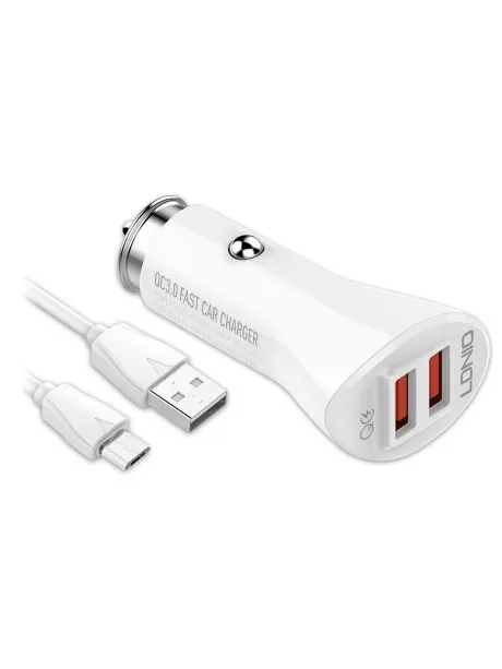 автомобильное зарядное устройство LDNIO C511Q 2USB QC3.0 + micro cable white