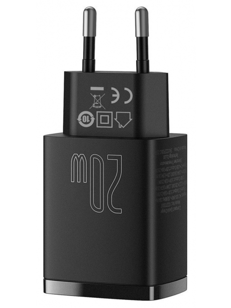 быстрая сетевая зарядка Power Delivery Baseus Compact Quick Charger U+C 20W black